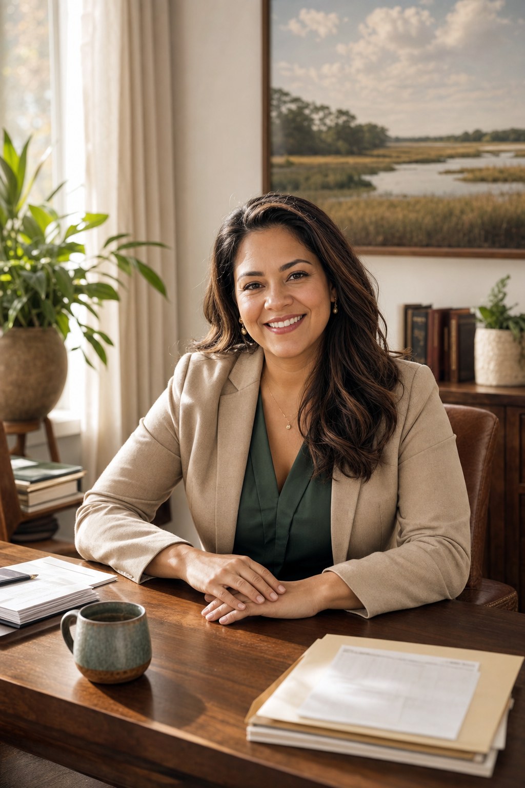 Renata Solvanez at her desk